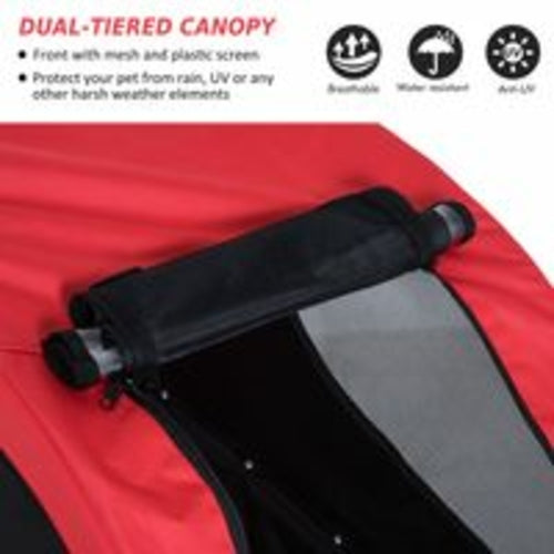 Remolque Plegable PawHut para Bicicleta, Transportador de Viaje para Perros y Gatos, Rojo