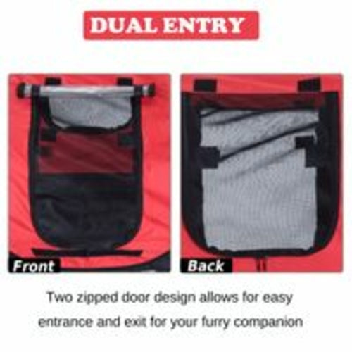 Remolque Plegable PawHut para Bicicleta, Transportador de Viaje para Perros y Gatos, Rojo