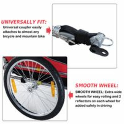 Remolque Plegable PawHut para Bicicleta, Transportador de Viaje para Perros y Gatos, Rojo