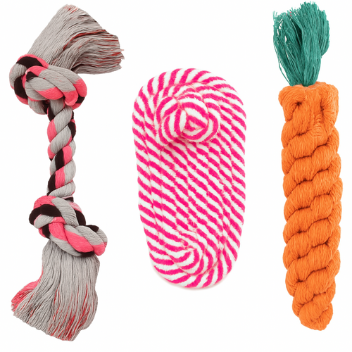 Set de Juguetes Masticables Verde y Naranja para Perros