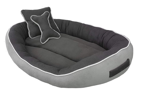 Cama Reversible Gris y Negro para Mascotas Pequeñas con Base Antideslizante