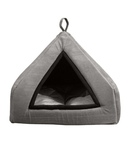 Soft Velvet Pet Bed House for Cats & Puppies – S Grey